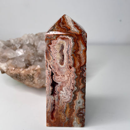 Pink crazy lace agate Tower - 12cm