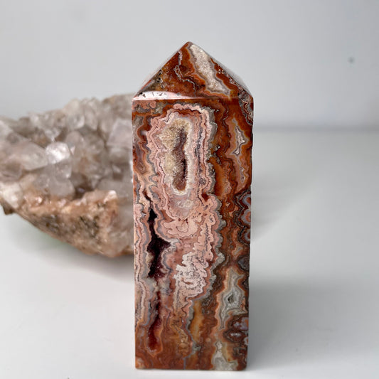 Pink crazy lace agate Tower - 12cm
