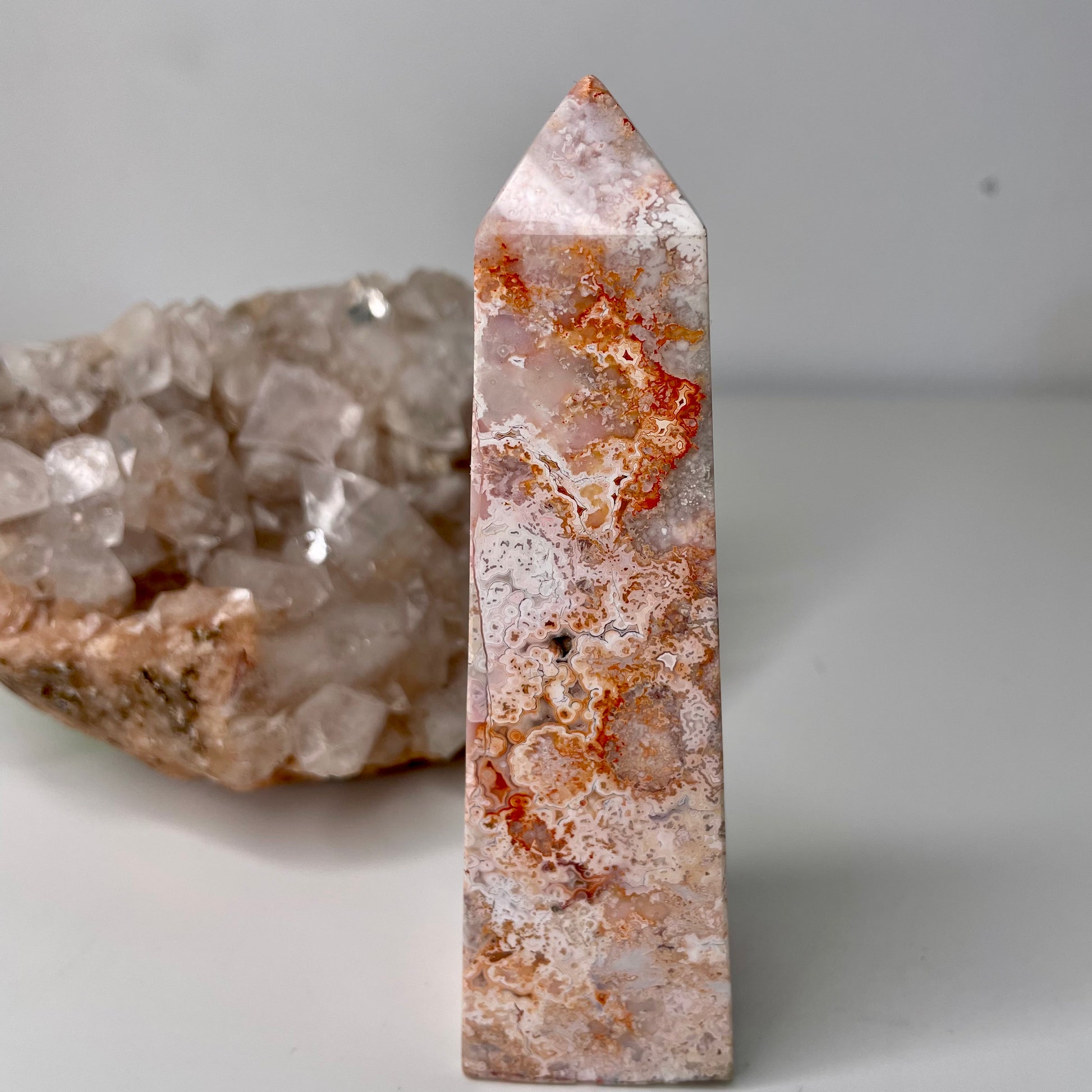 Pink crazy lace agate Tower - 13cm