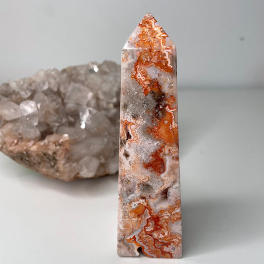 Pink crazy lace agate Tower - 13cm