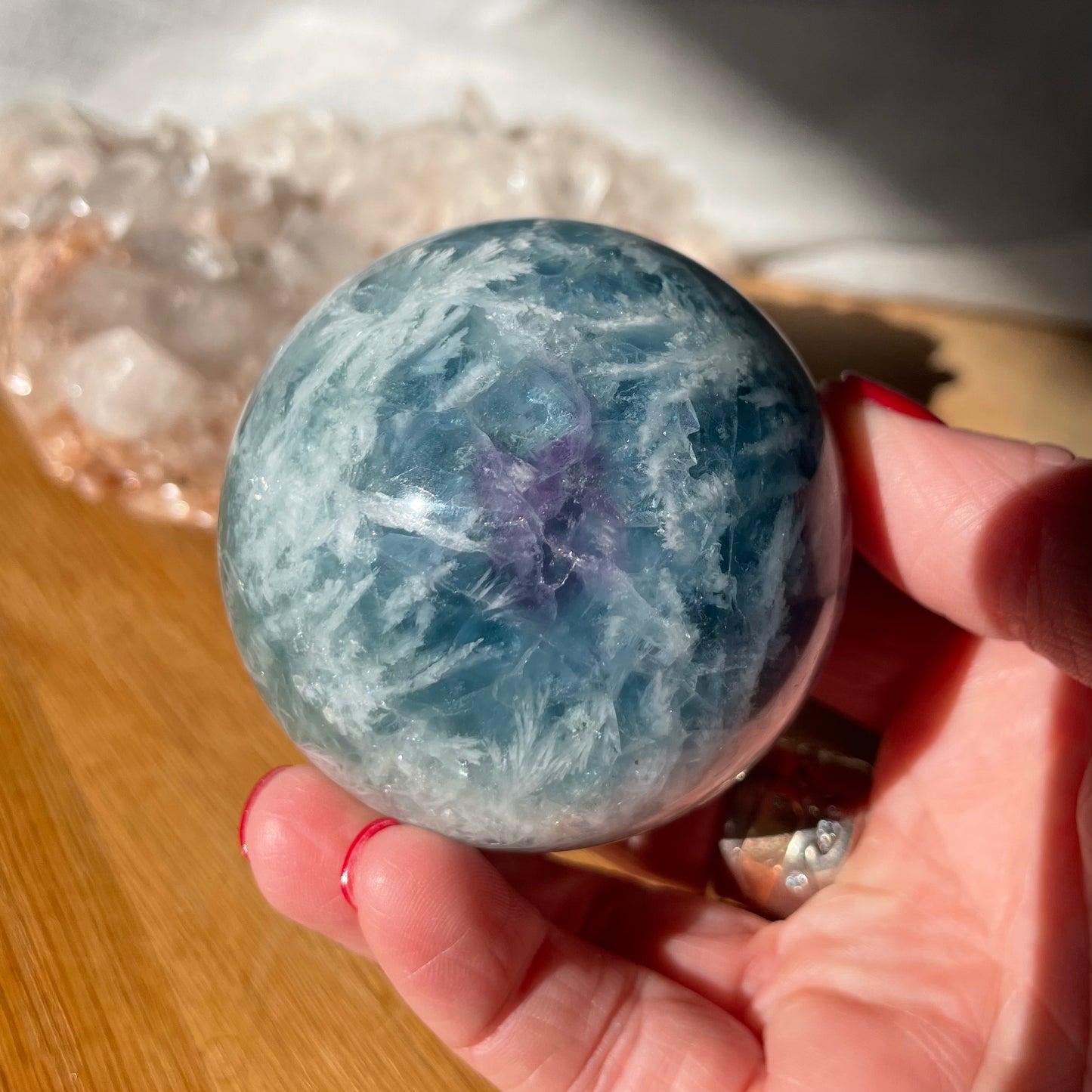Rainbow Fluorite Feather Sphere 6CM