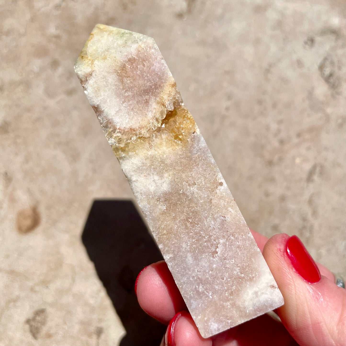 Pink Amethyst Tower with druzy 8.5cm