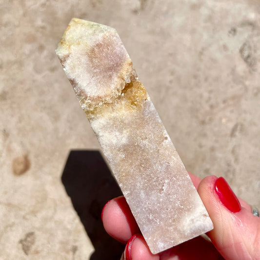 Pink Amethyst Tower with druzy 8.5cm