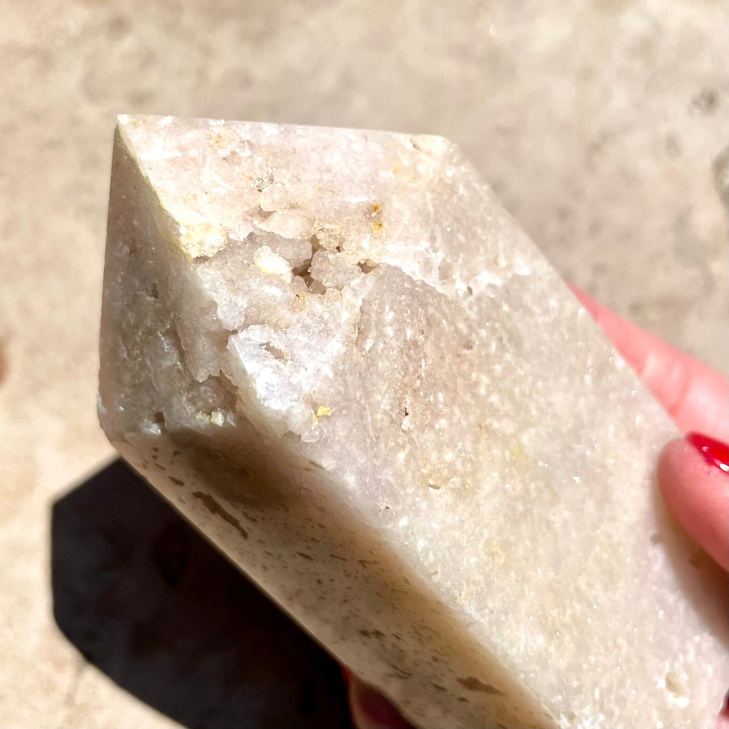 Pink Amethyst Tower with blue Agate 11.5cm