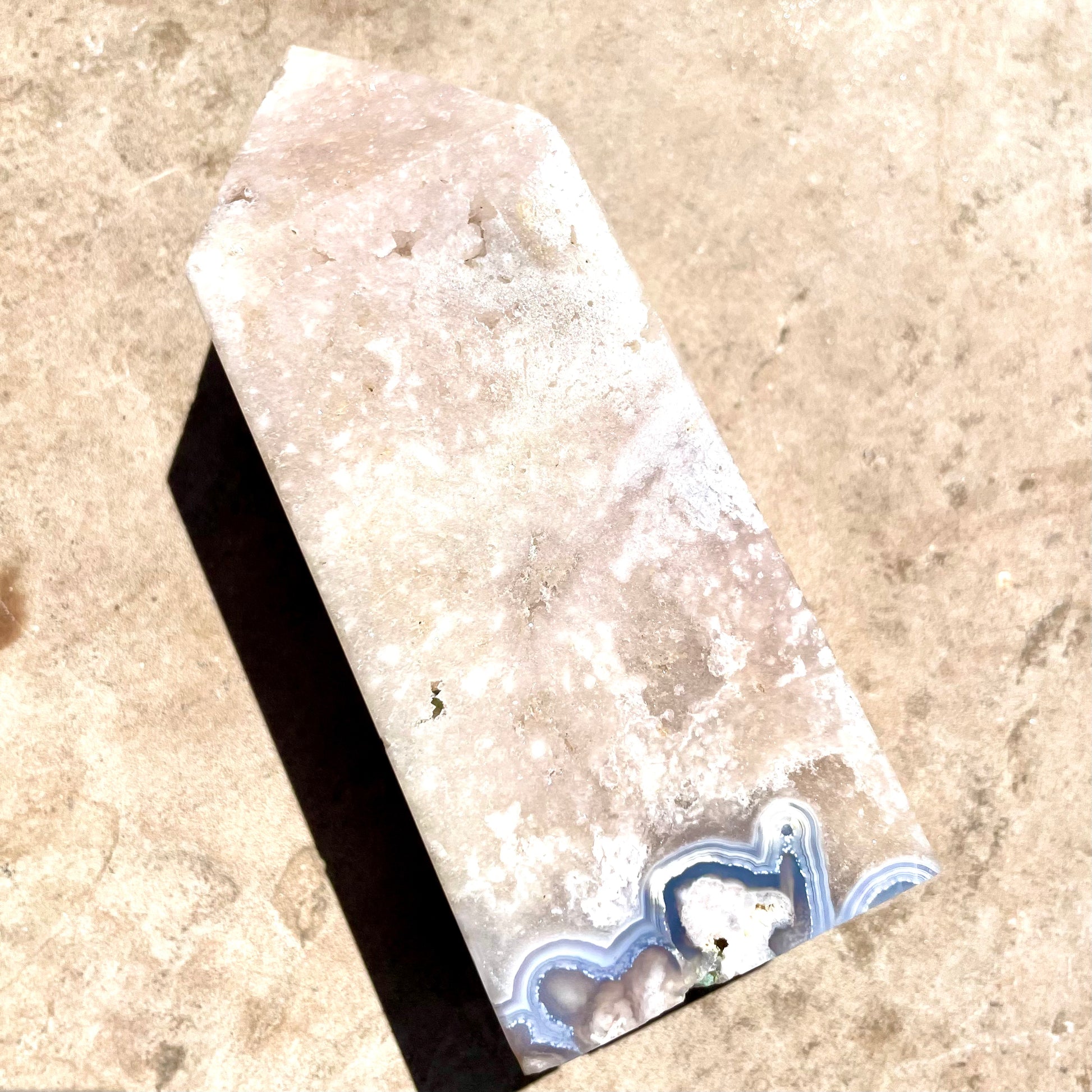 Pink Amethyst Tower with blue Agate 11.5cm