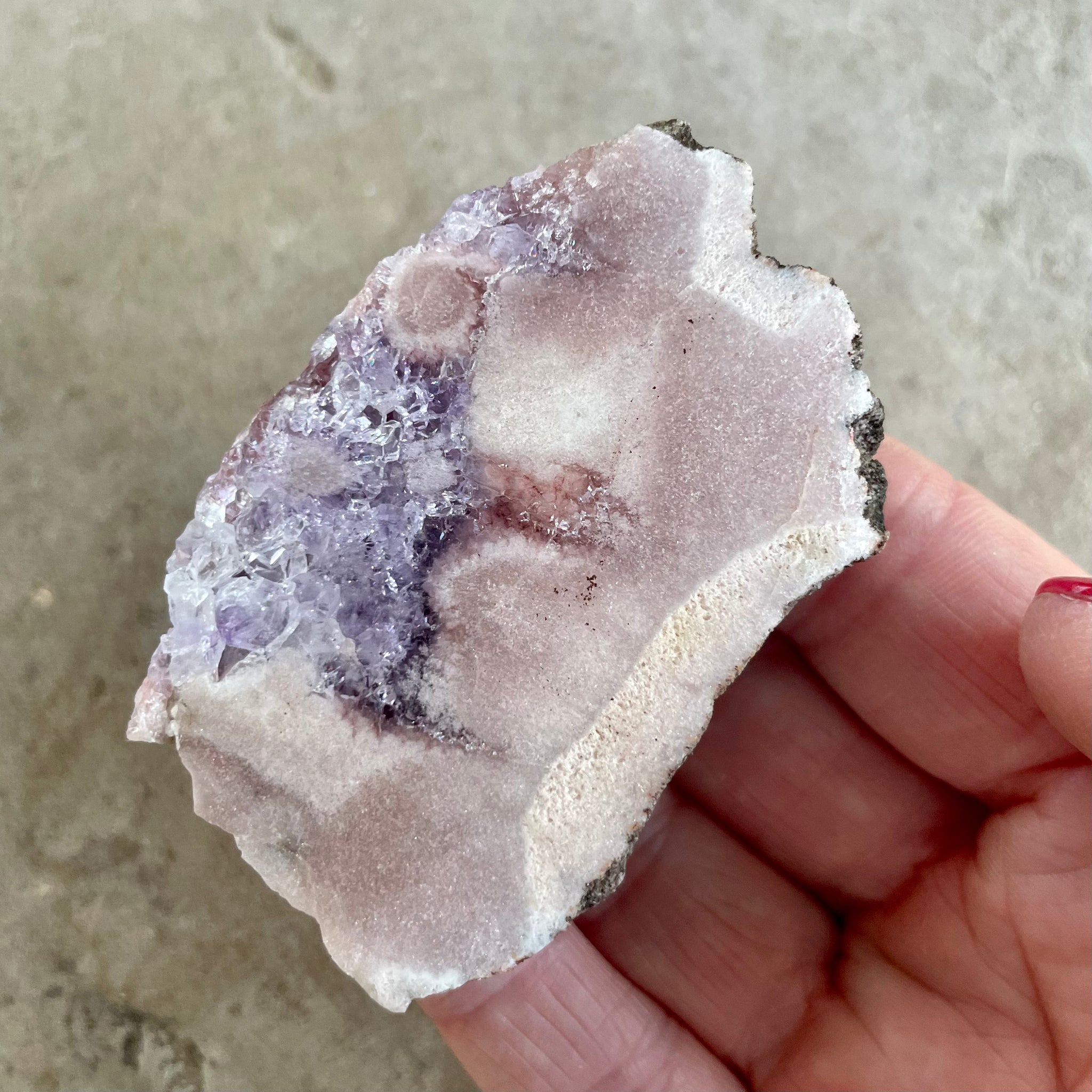 Pink Amethyst slice with Purple amethyst 6cm