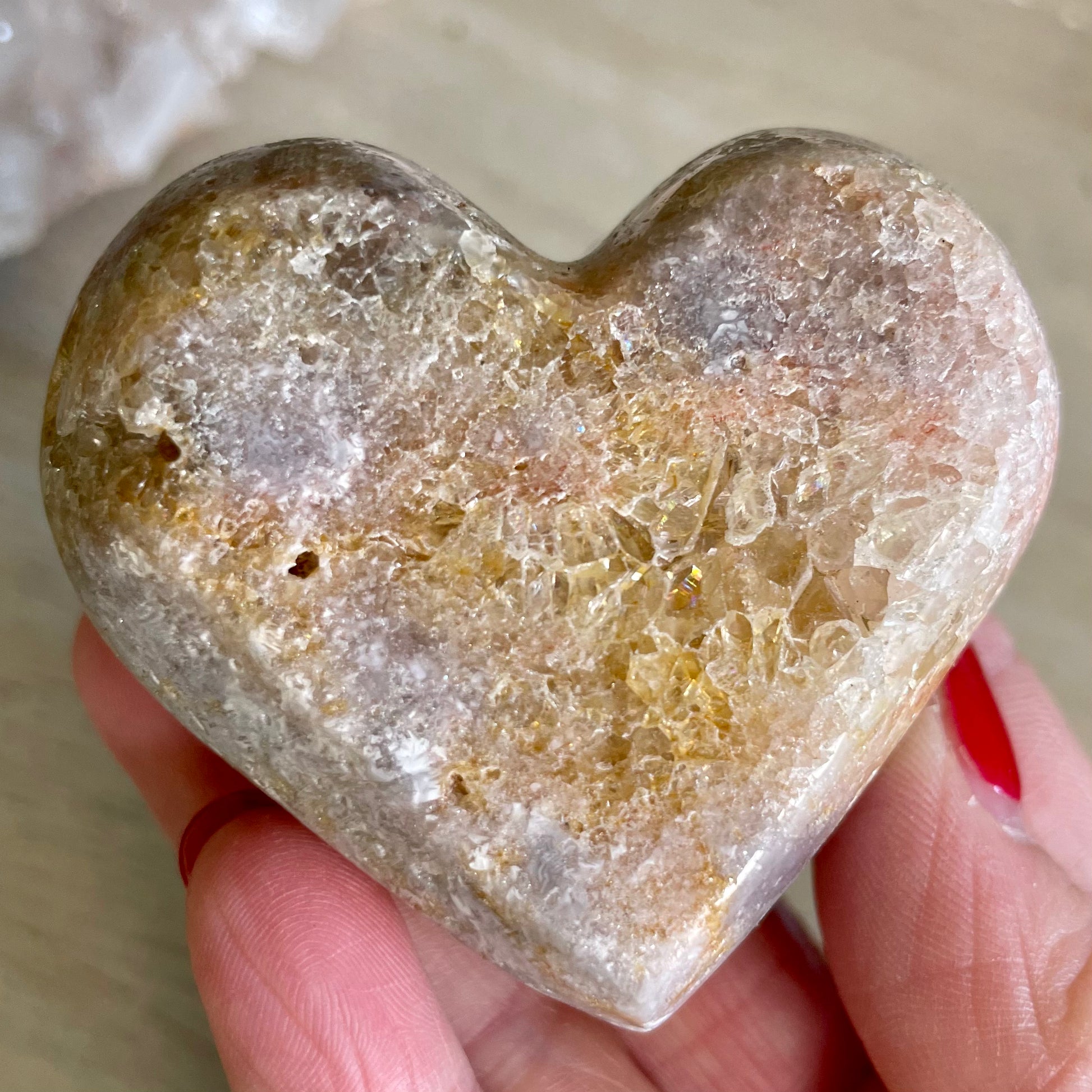 Pink Amethyst Druzy Heart