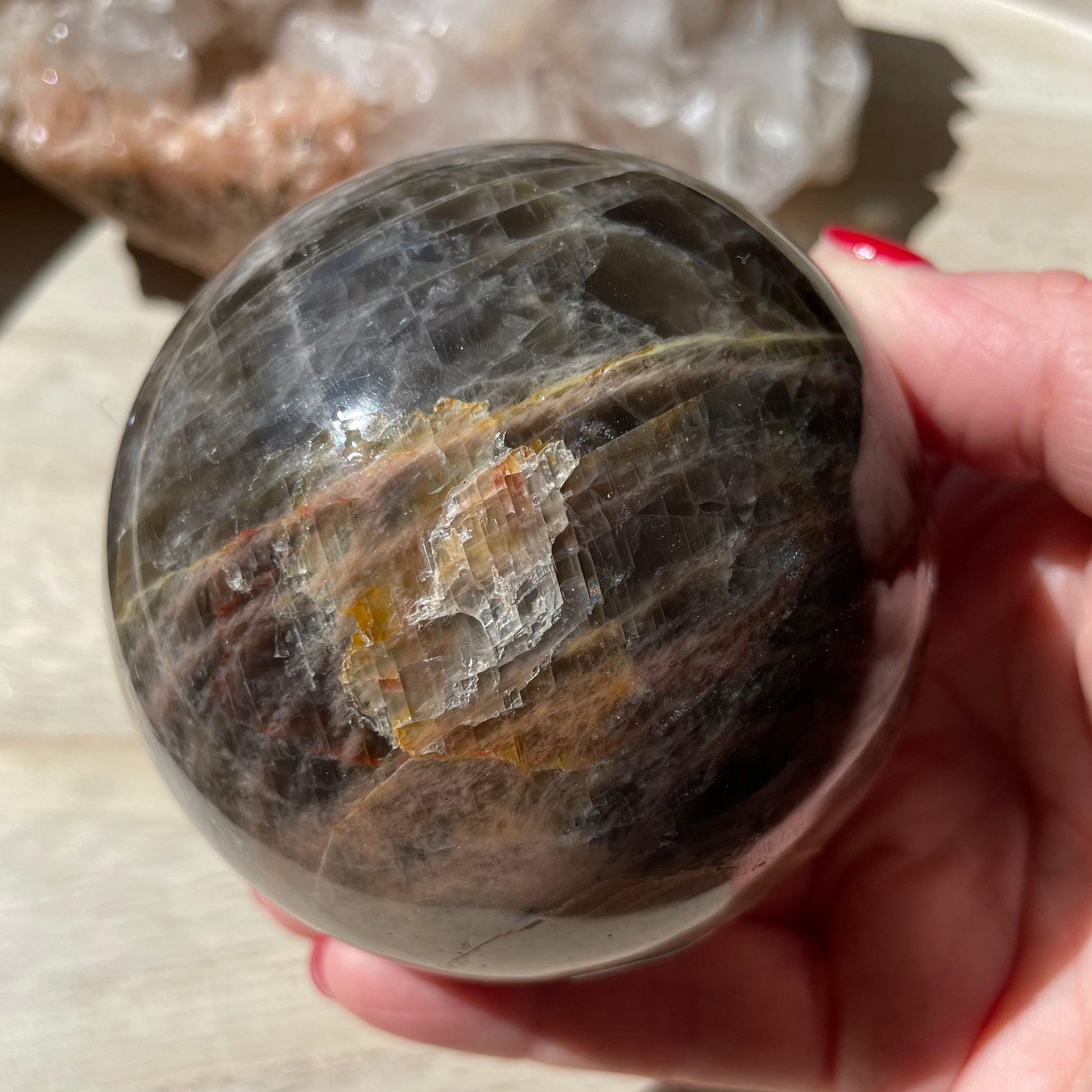 Black Moonstone Sphere 8CM