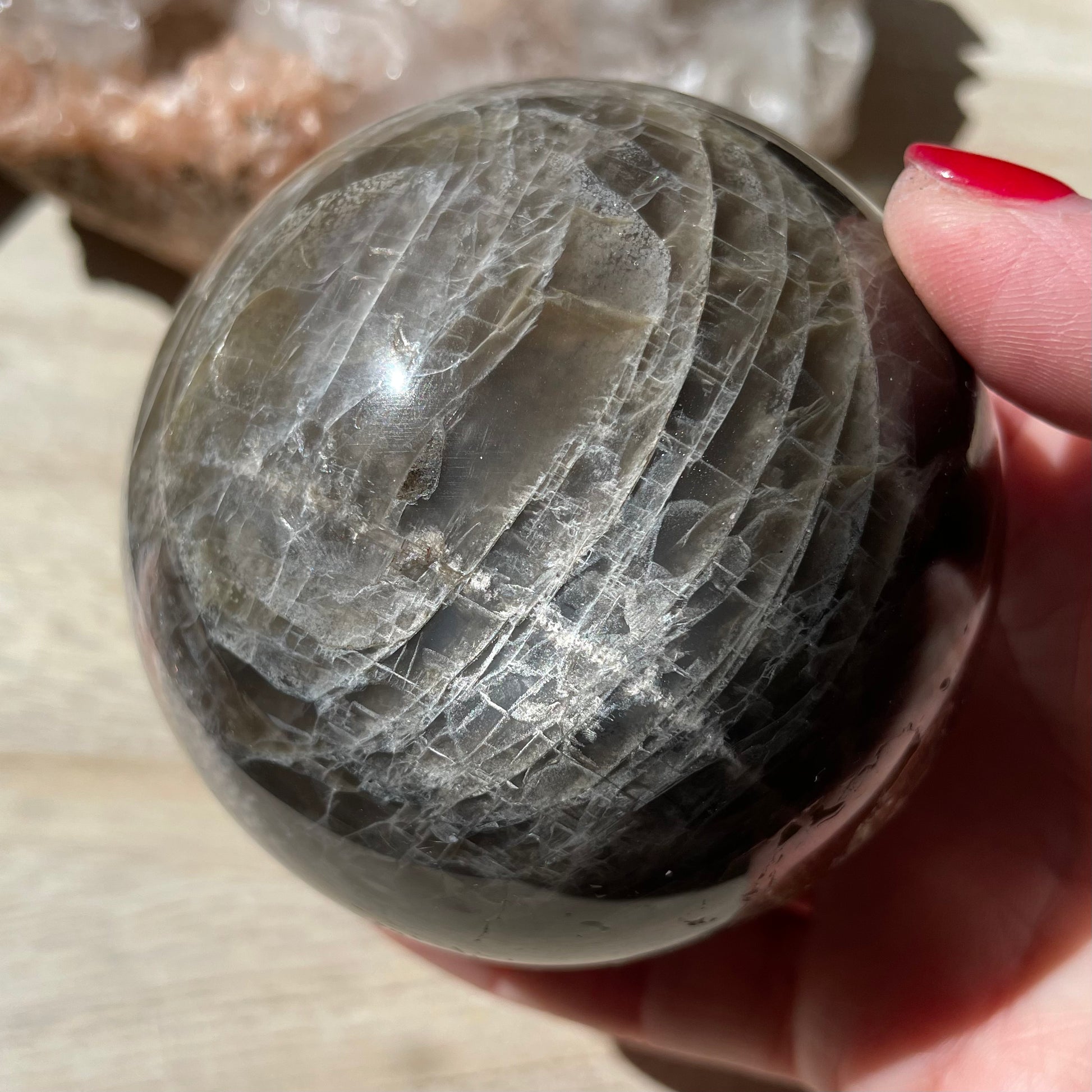 Black Moonstone Sphere 8CM