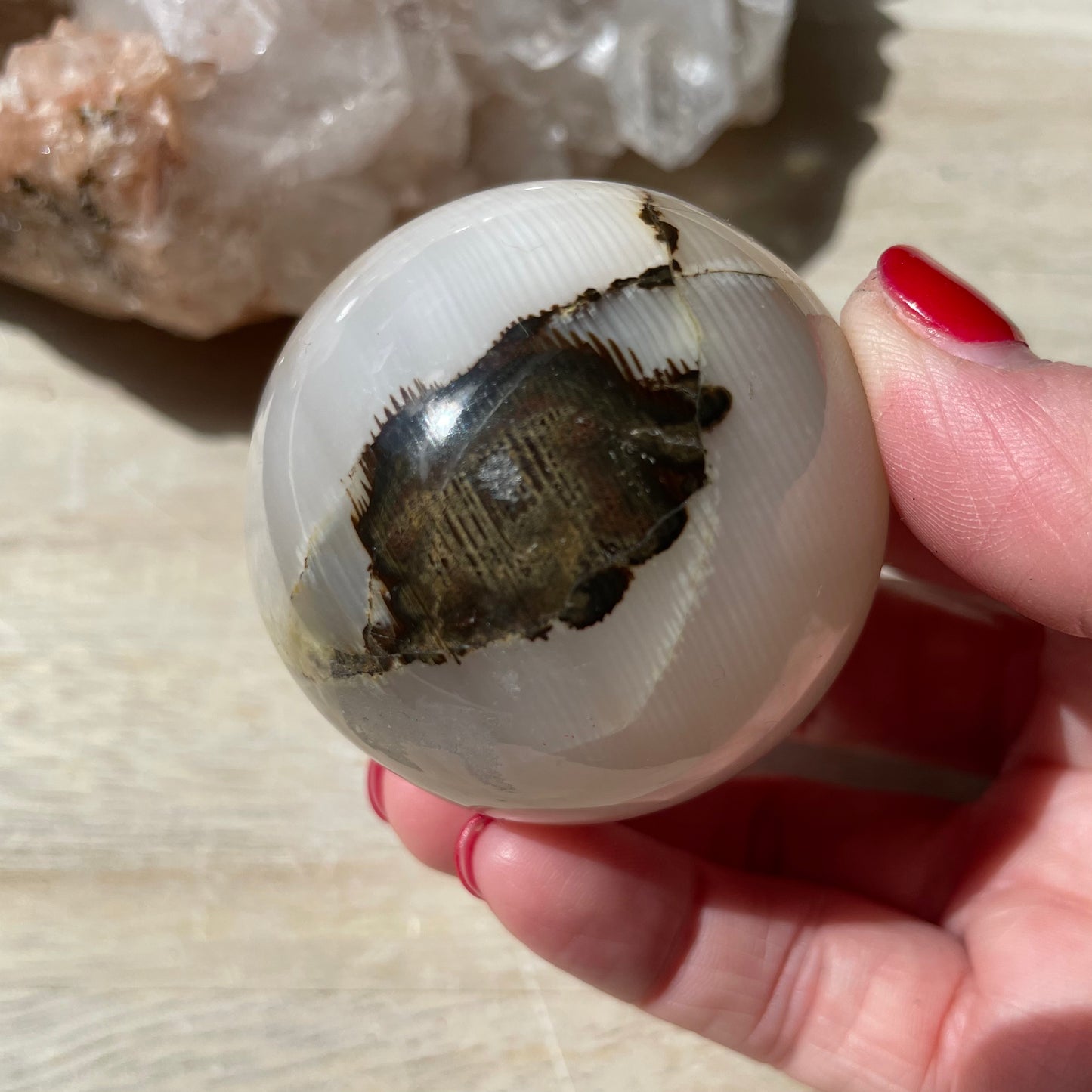 Pink Mangano Calcite sphere 4cm