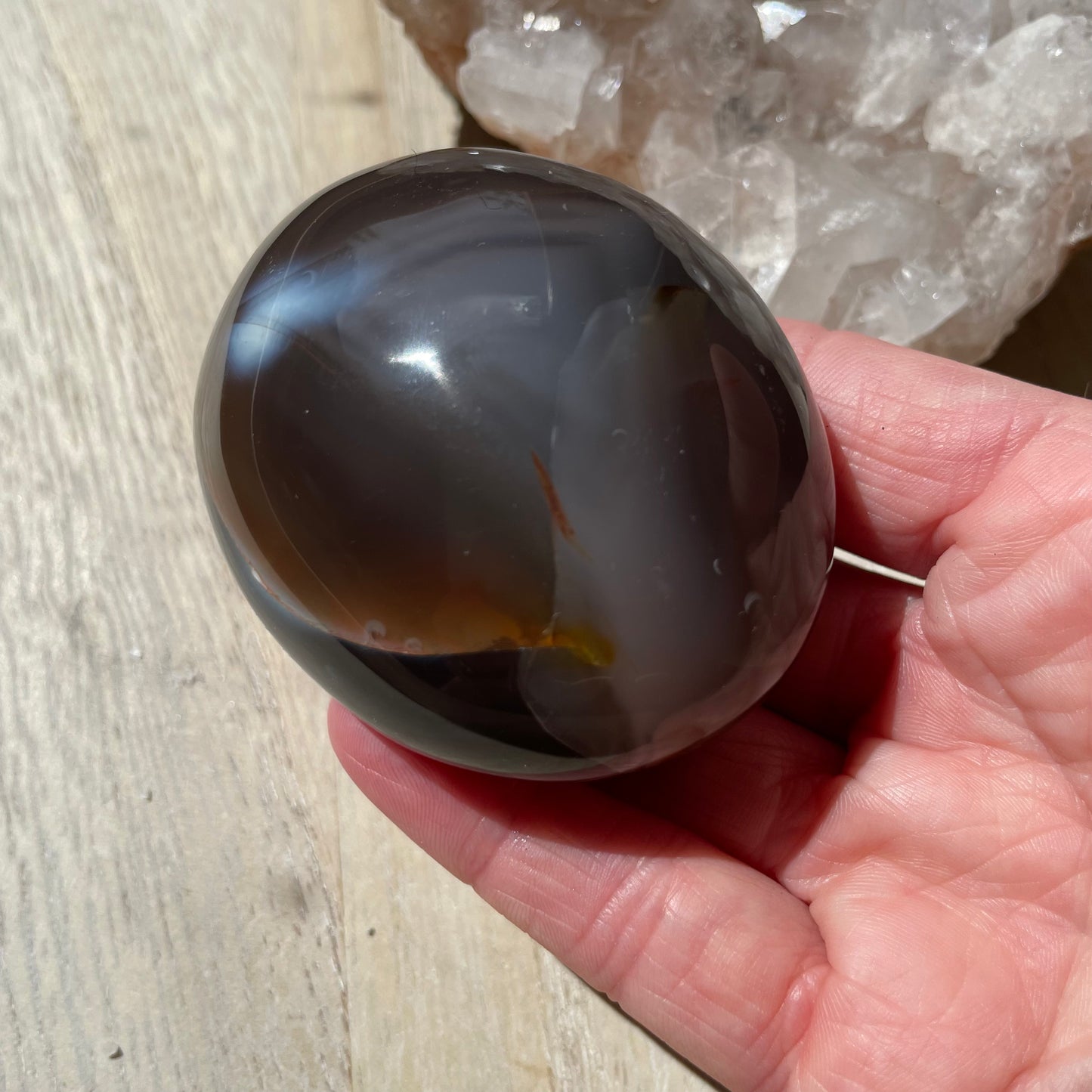 Orca Agate palm stone LG