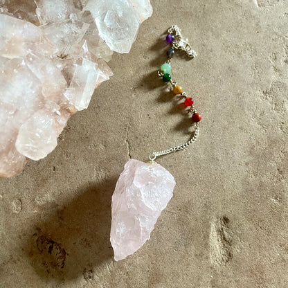 Clear Quartz raw Chakra pendulum
