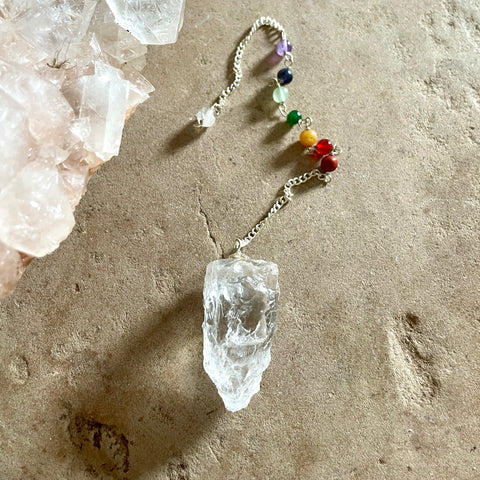 Clear Quartz raw Chakra pendulum