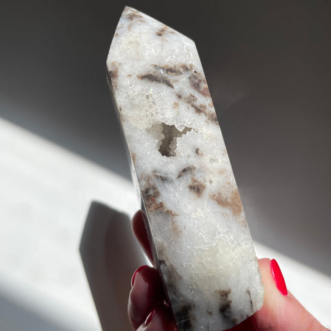 Sphalerite Tower with druzy 11cm