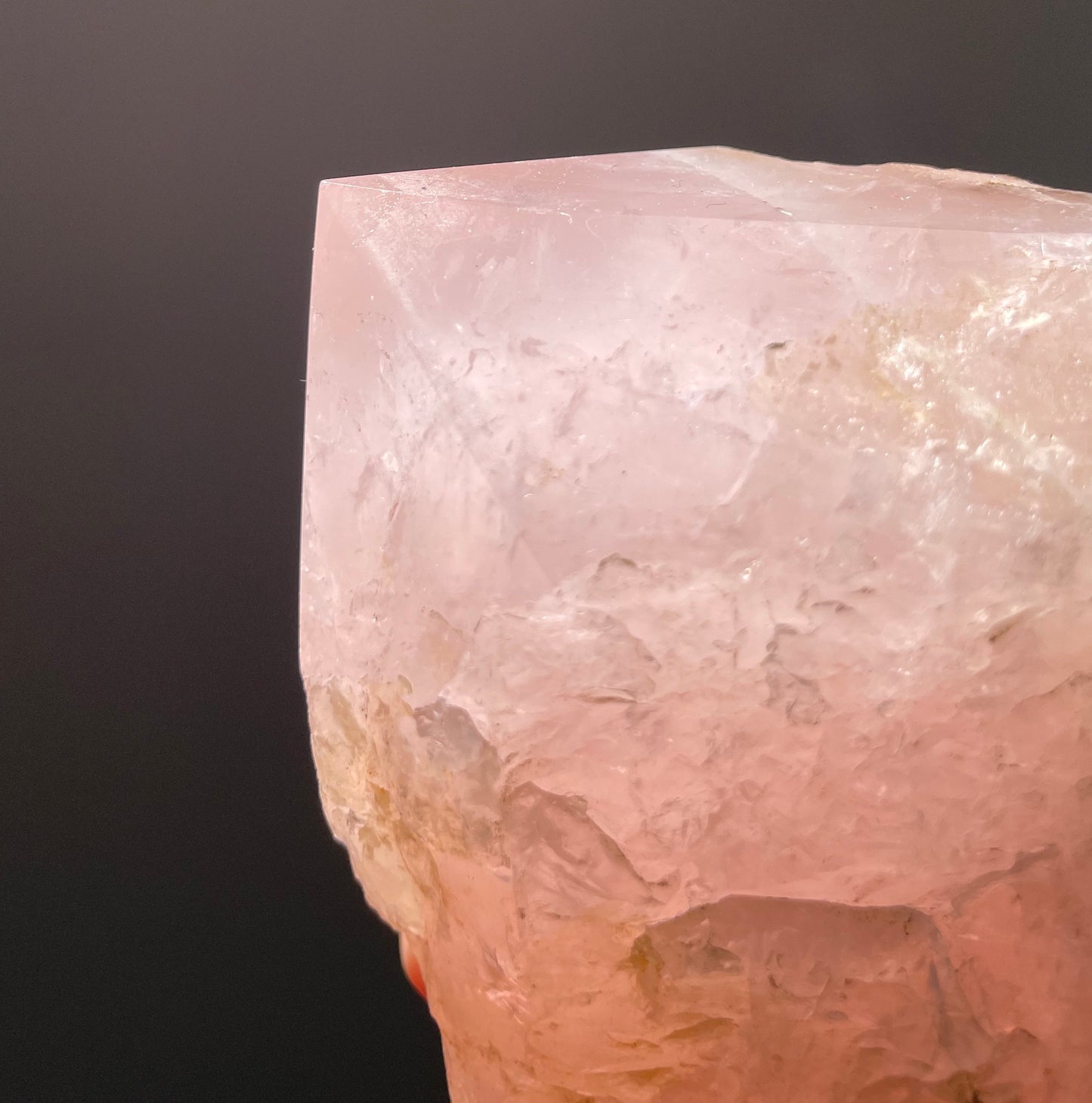 Rose Quartz point - polished top raw base