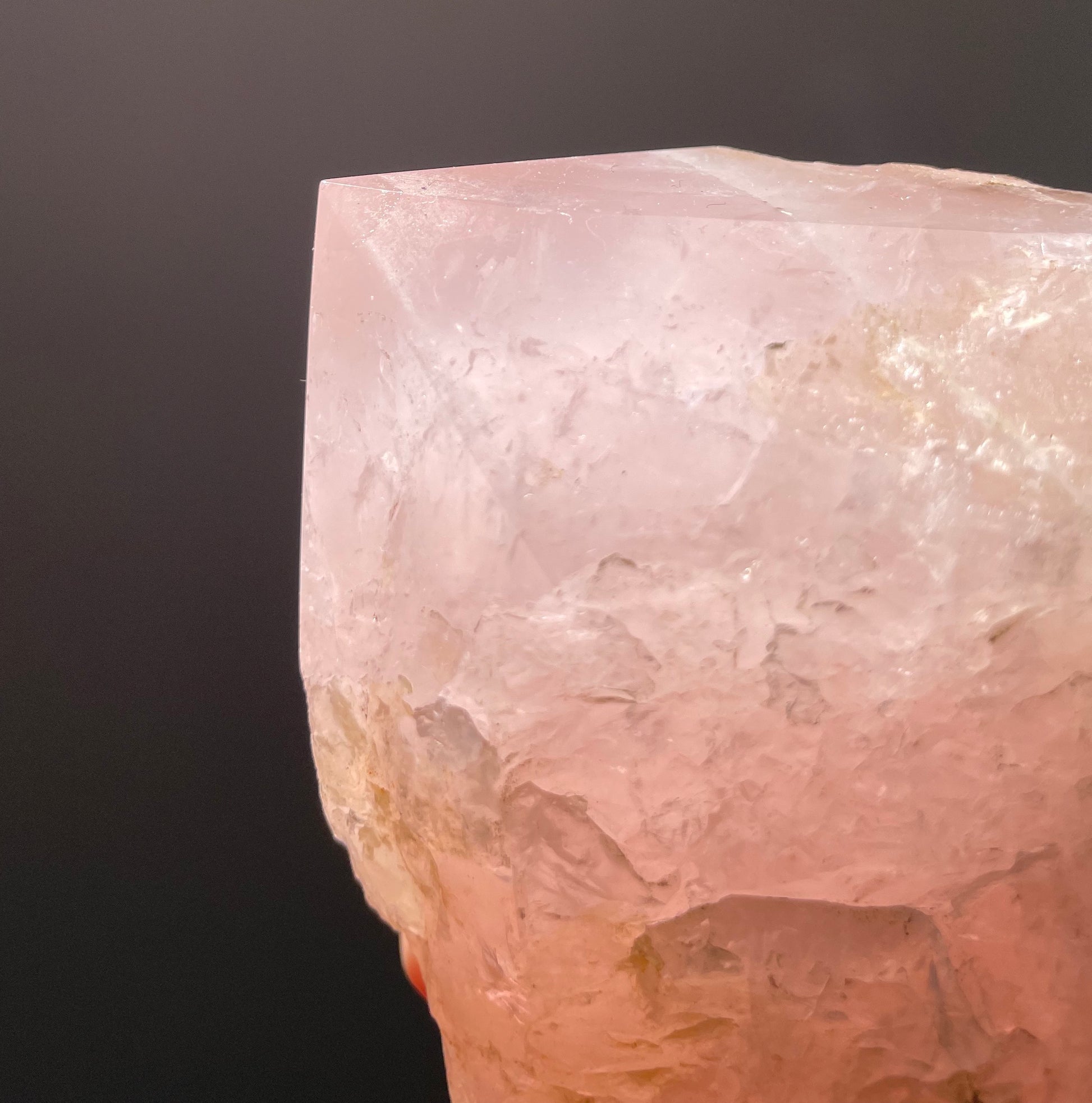 Rose Quartz point - polished top raw base
