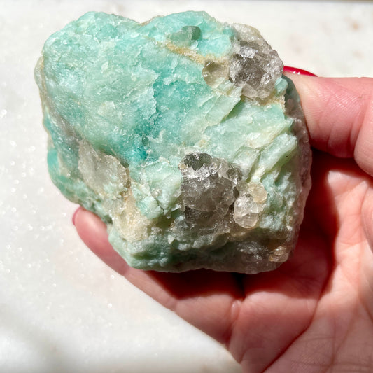 Amazonite Rough with Smokey Quartz and Tourmaline