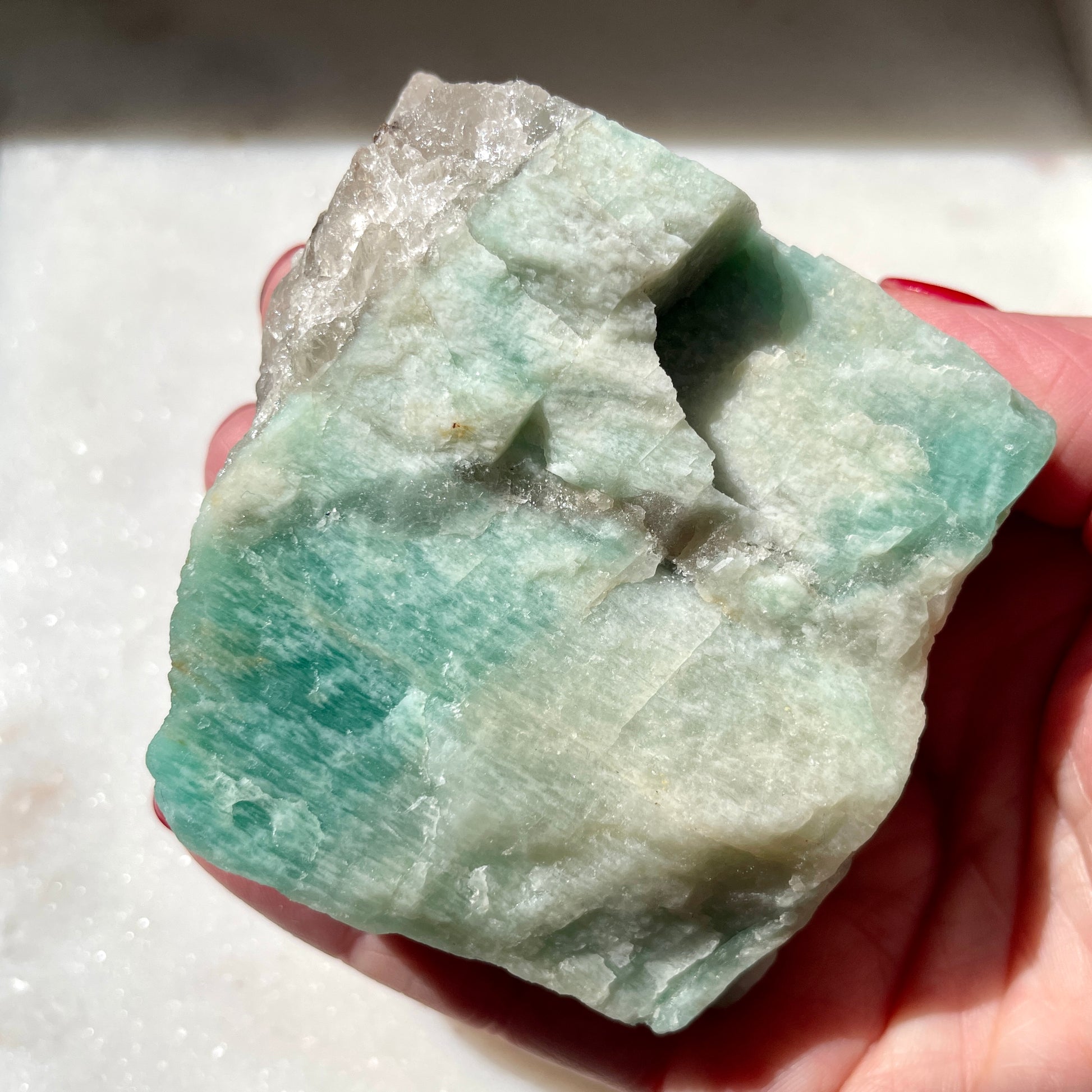 Amazonite Rough with Smokey Quartz and Tourmaline