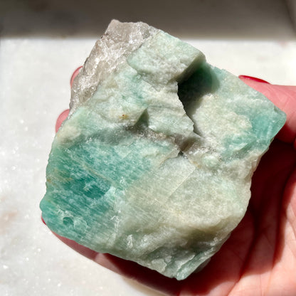 Amazonite Rough with Smokey Quartz and Tourmaline