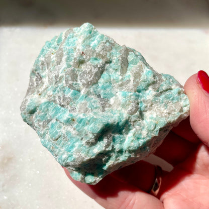 Amazonite Rough with Smokey Quartz and Tourmaline