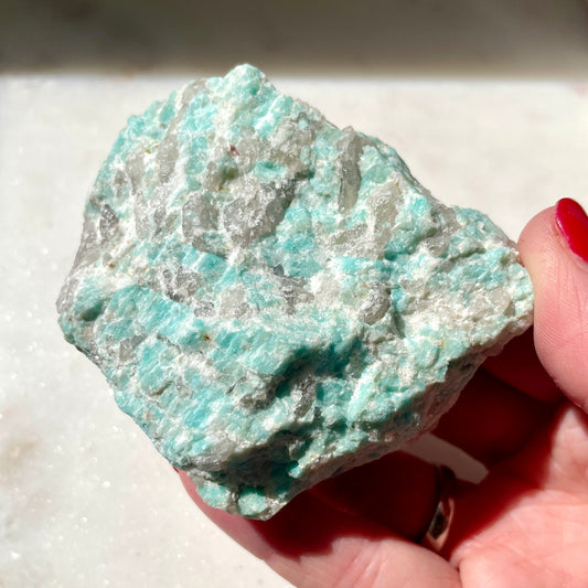 Amazonite Rough with Smokey Quartz and Tourmaline