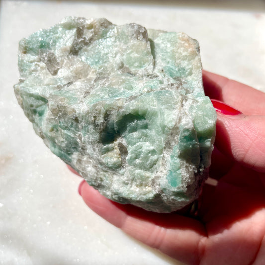 Amazonite Rough with Smokey Quartz and Tourmaline