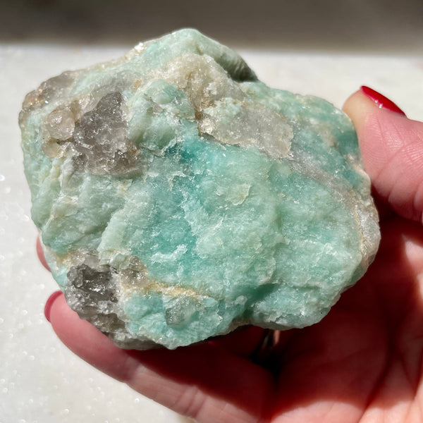 Amazonite Rough with Smokey Quartz and Tourmaline