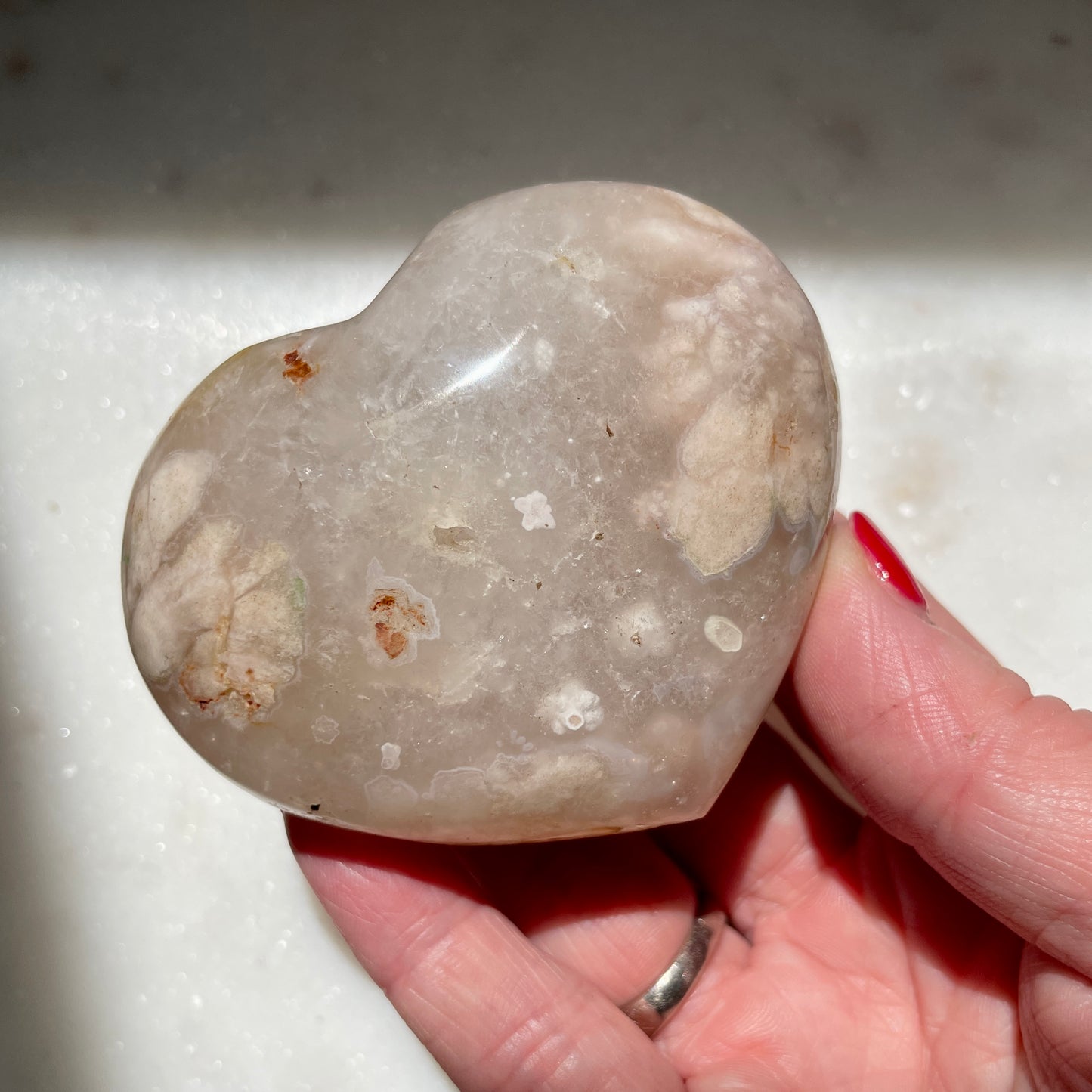 Flower Agate Heart 7.5cm