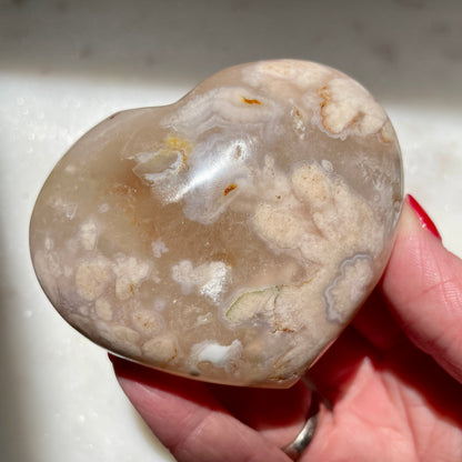 Flower Agate Heart 7.5cm