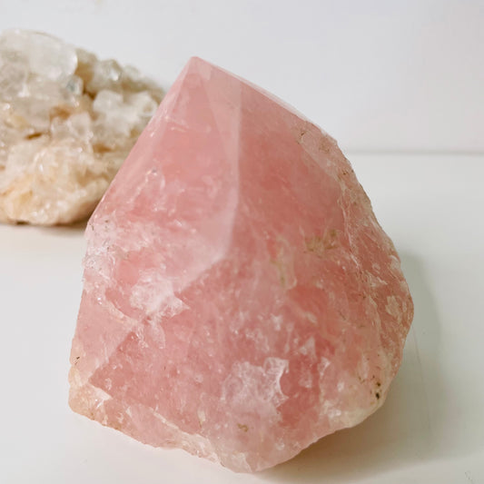 Rose Quartz point - polished top cut base