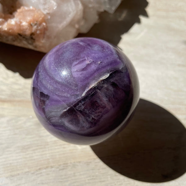 Silky Purple Fluorite Sphere 5CM